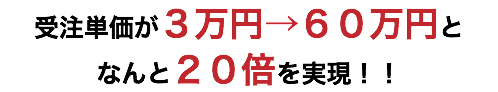 受注単価が３万円→６０万円と なんと２０倍を実現！！