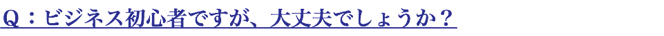 Ｑ：ビジネス初心者ですが、大丈夫でしょうか？